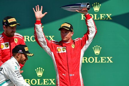 Kimi Räikkönen 2018. aasta Briti GP poodiumil