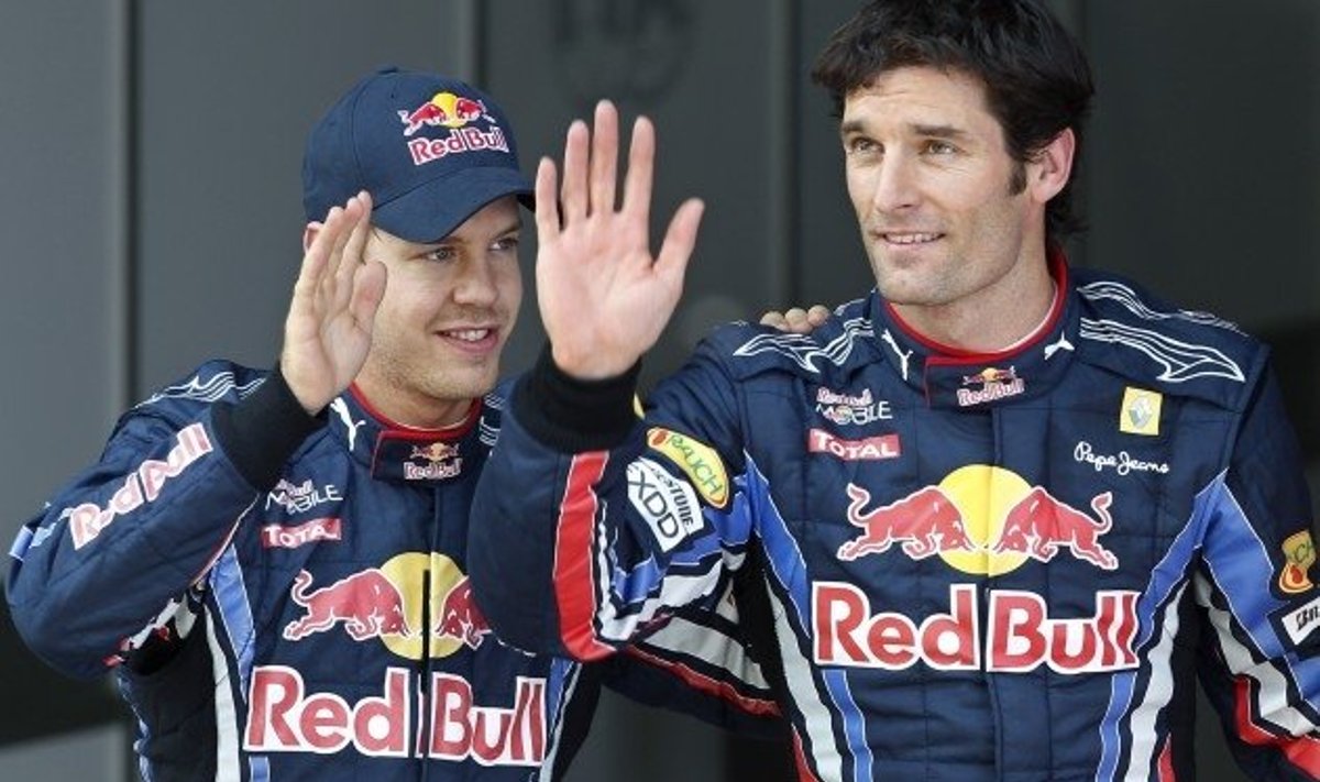 Mark Webber (paremal) ja Sebastian Vettel, vormel-1