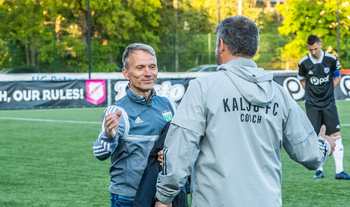 FCI LEvadia peatreener Martin Reim ja Nõmme Kalju juhendaja Marko Kristal.