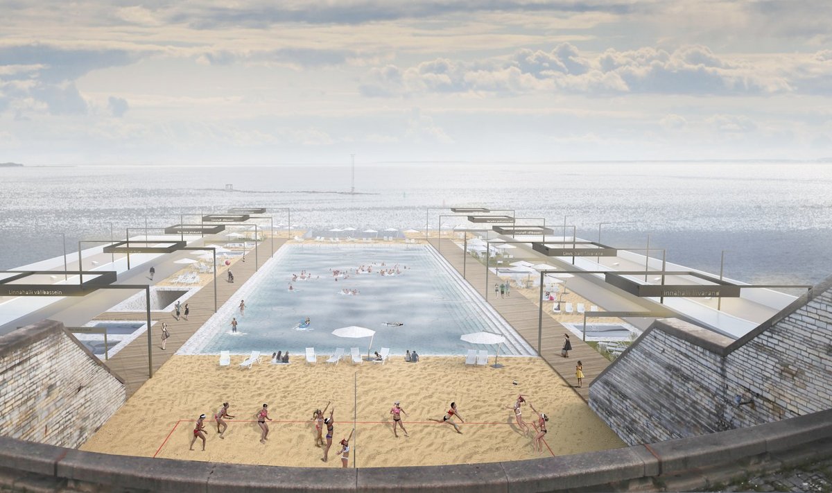 KUIDAS ELAVDADA MEREÄÄRT? Noored arhitektid pakuvad välja, et Tallinna Linnahalli kõige merepoolsemasse osasse võiks rajada ranna- ja basseinikompleksi.
