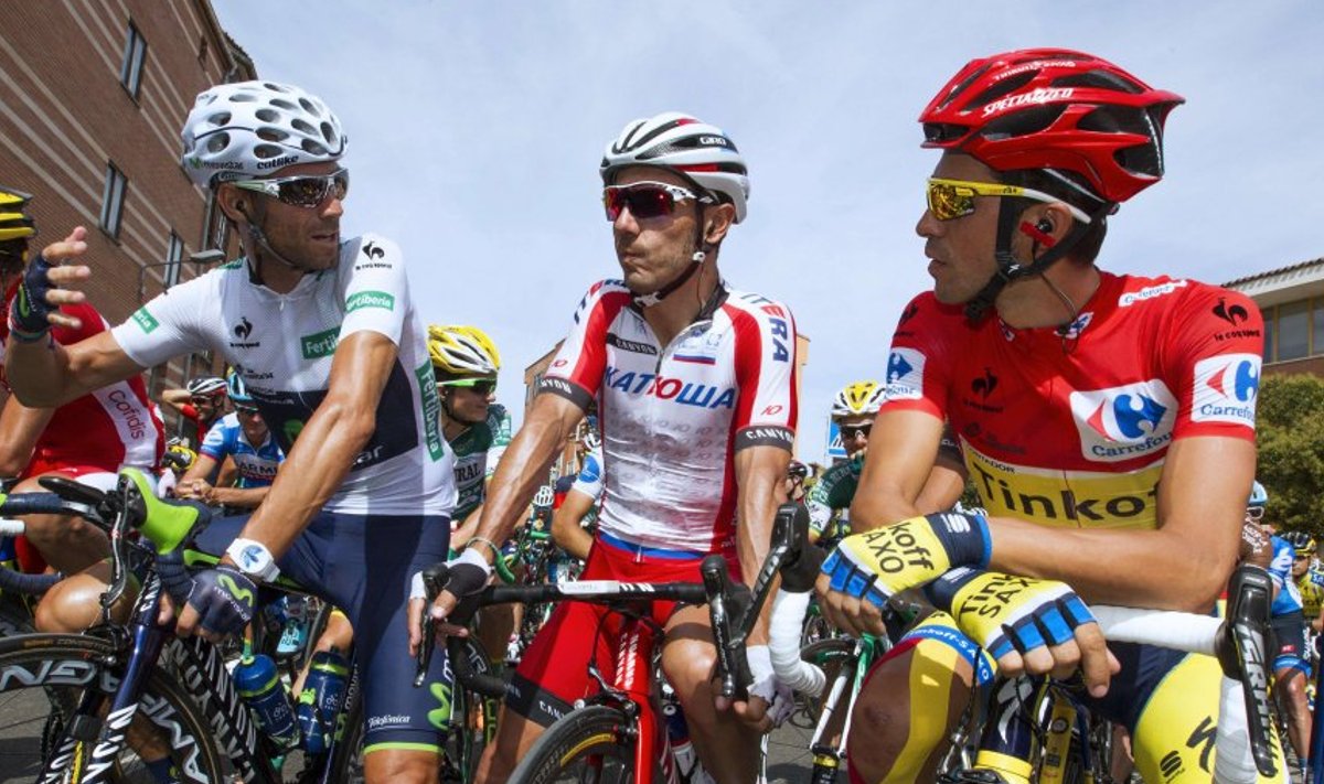 Vasakult: Alejandro Valverde, Joaquin Rodriguez ja Alberto Contador.