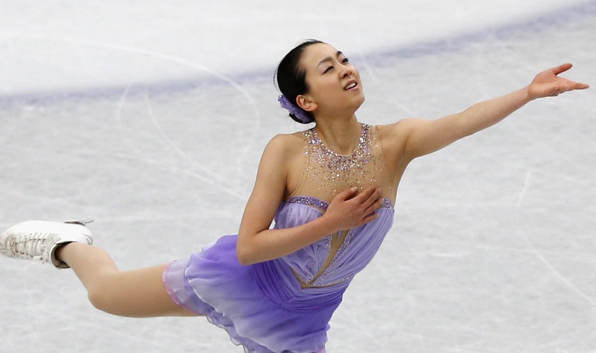 Japan's Mao Asada competes during the women's short program at the ISU World Figure Skating Championships in Saitama