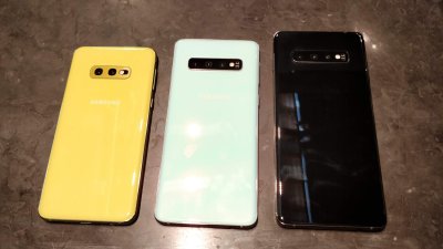 Vasakult paremale: Samsung S10e, S10 ja S10+