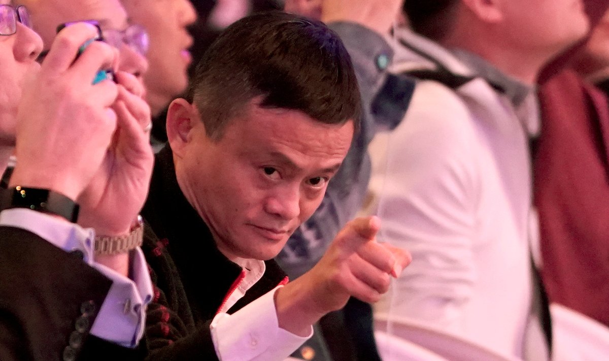 Alibaba Group co-founder and Executive Chairman Jack Ma gestures during Alibaba Group's 11.11 Singles' Day global shopping festival in Shanghai