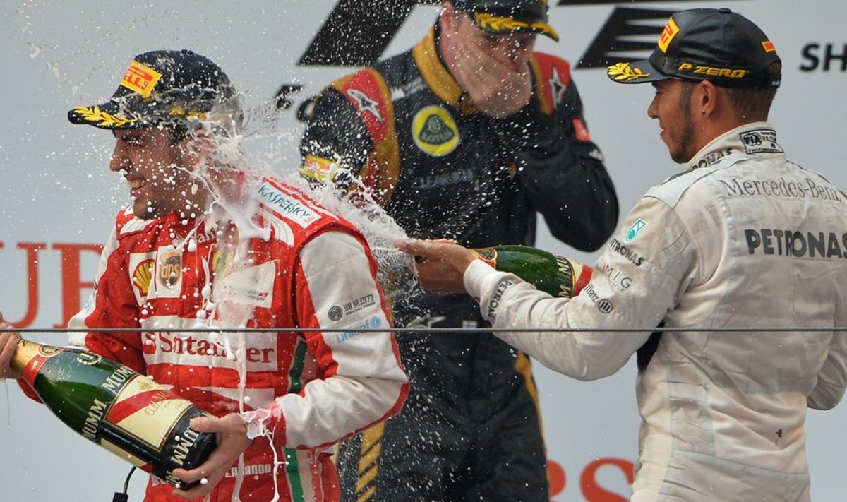 Alonso, Räikkönen ja Hamilton
