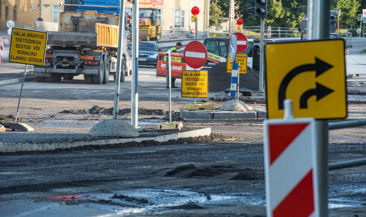 Pärnu maantee remont Tallinnas. Liivalaia ristmik