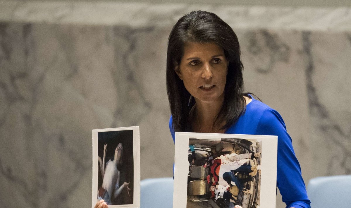 Suursaadik Nikki Haley 5. aprillil ÜRO julgeolekunõukogu istungil