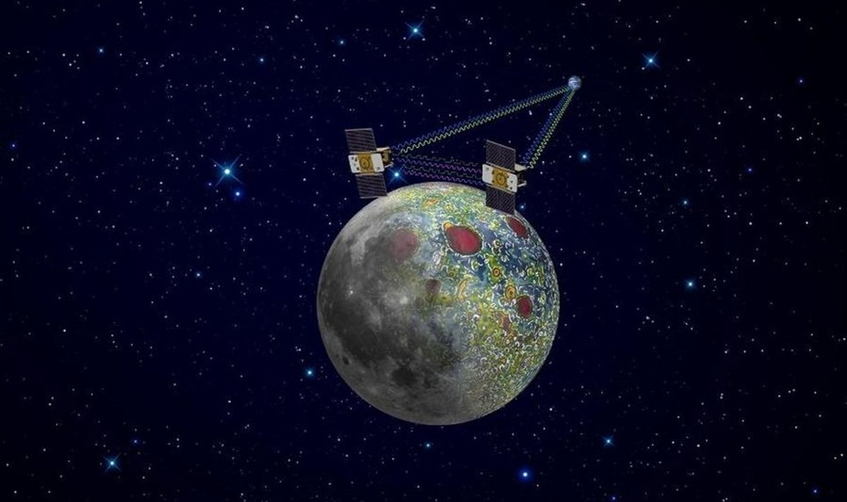 Kunstniku nägemus Grail'i kaksiksatelliitidest. Foto: NASA/JPL-Caltech 