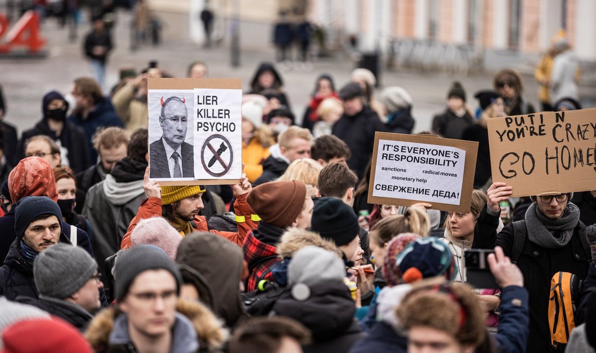 Митинг в поддержку Украины, проходивший в Тарту