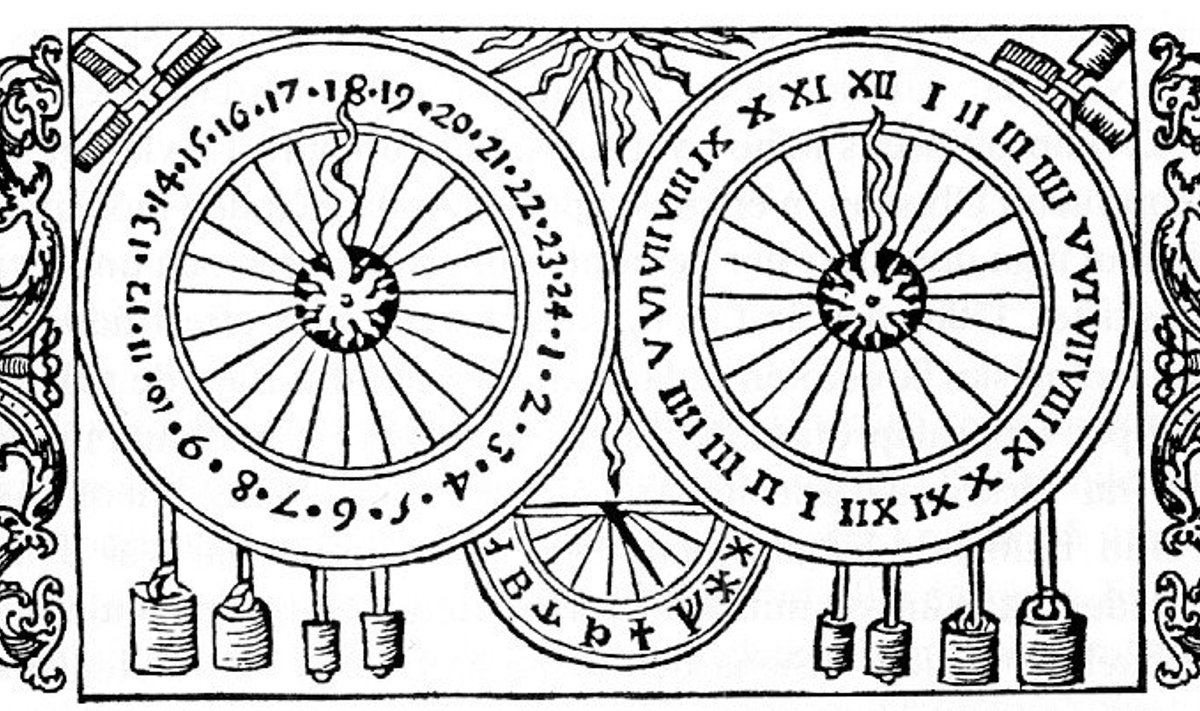16. sajandi astronoomiline kell Uppsalas araabia ja rooma numbritega