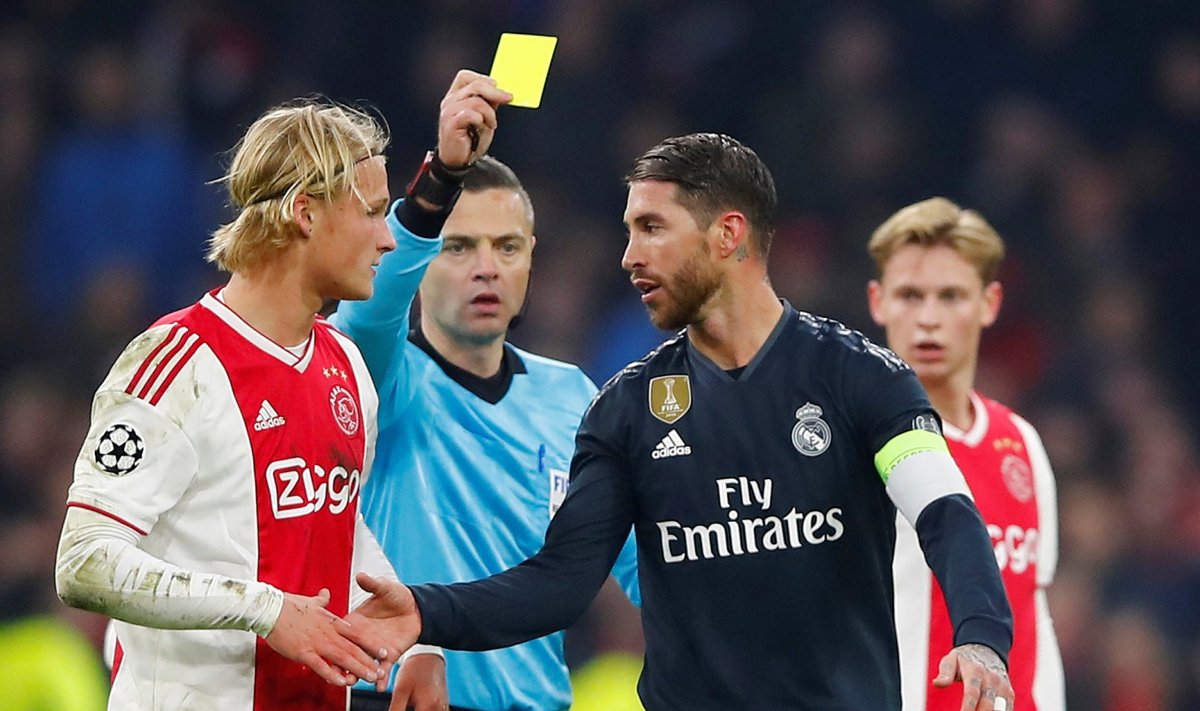 Sergio Ramos teenis kohtumise 89. minutil kollase kaardi