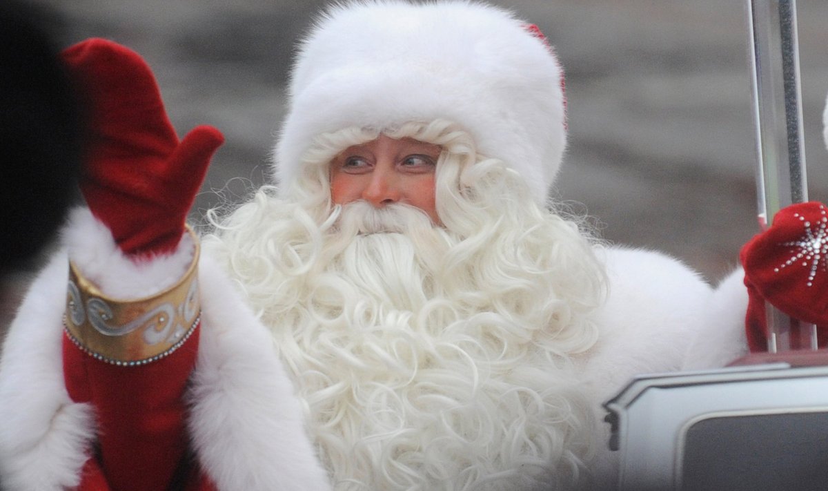 Ded Moroz (Russian Santa) greeted on Manezhnaya Square, Moscow