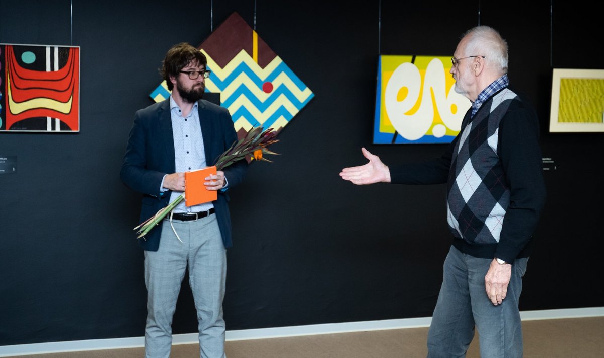 Andres Eilart ja Jüri Arrak näituse avamisel.