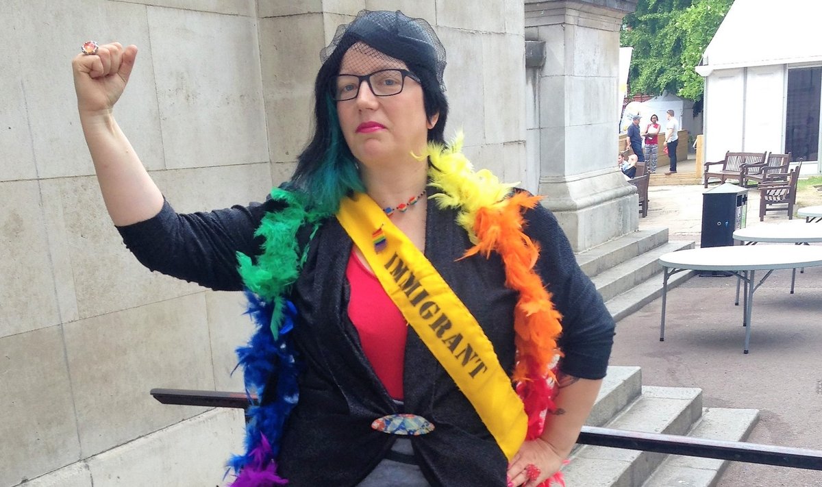 FEMINIST, AKTIVIST, KUNSTNIK: Mare Tralla 2015. aastal Pride in Londoni ajal, kui Tralla ja ta mõttekaaslased korraldasid Pride’i matuserongkäigu, protestides Pride’i kommertsialiseerumise vastu.