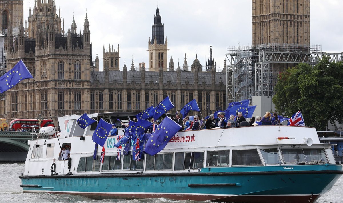 Lootus sureb viimasena. EL-i jäämist pooldavad Briti aktivistid tiirutasid augusti keskel Londoni parlamendihoone juures.