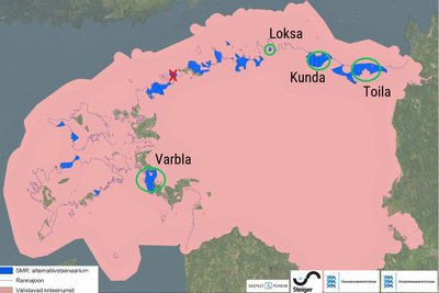 Pakri poolsaar on kaardil välistatud kaitseministeeriumi soovil, kuna seal asuvad olulised riigikaitselised objektid, sisemaal pole aga piisava vooluhulgaga veekogusid.