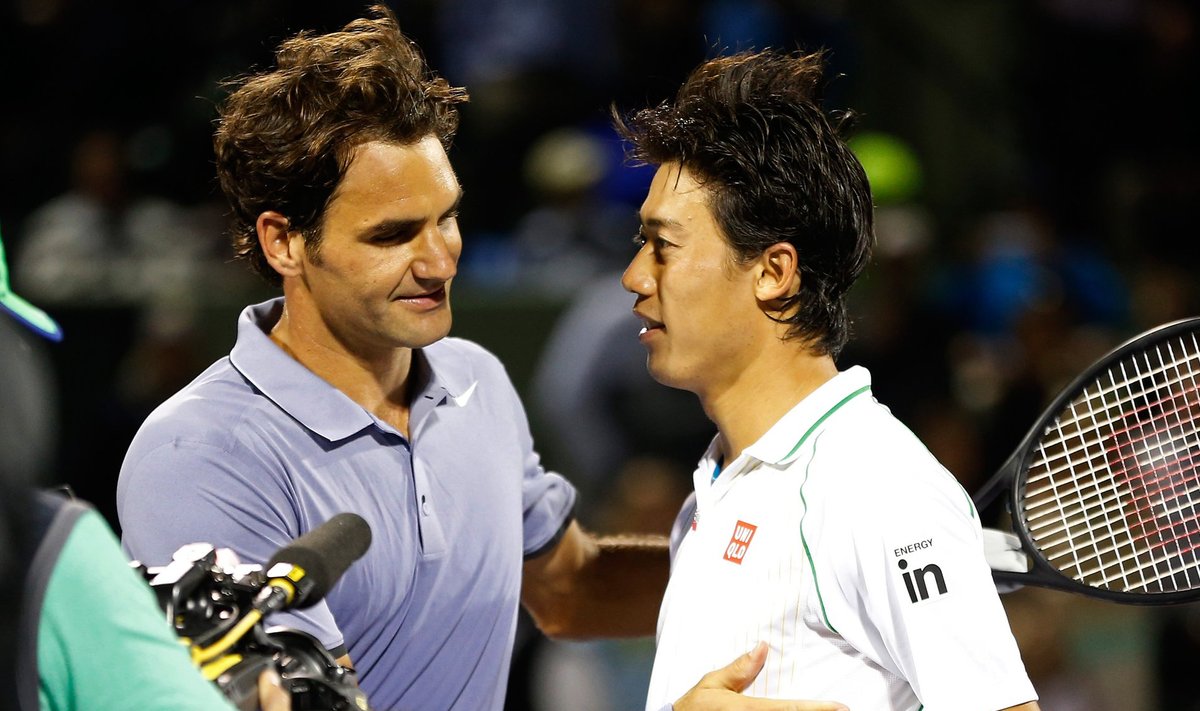 Roger Federer ja Kei Nishikori.