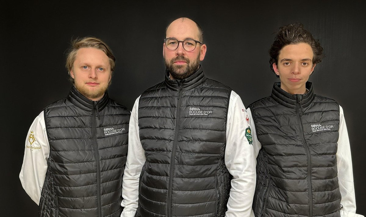 Tiim Eesti: treener Niklas Johnsen, Aleksander Gureev ja abikokk Ilies El Khomri