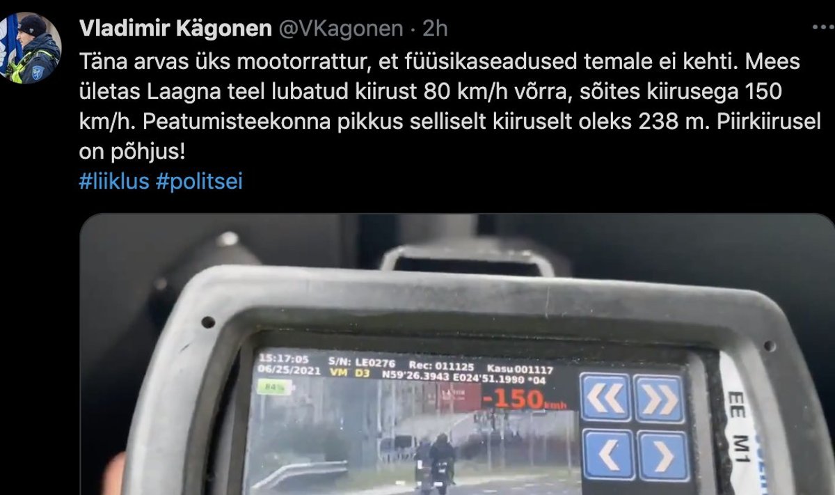 Videot jagas Twitteris liikluspolitseinik Vladimir Kägonen.