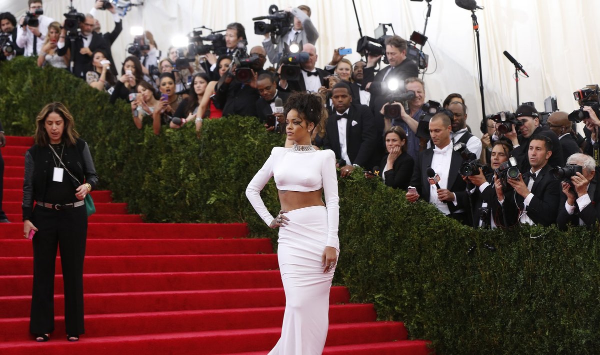 Singer Rihanna arrives at the Metropolitan Museum of Art Costume Institute Gala Benefit celebrating the opening of "Charles James: Beyond Fashion" in New York