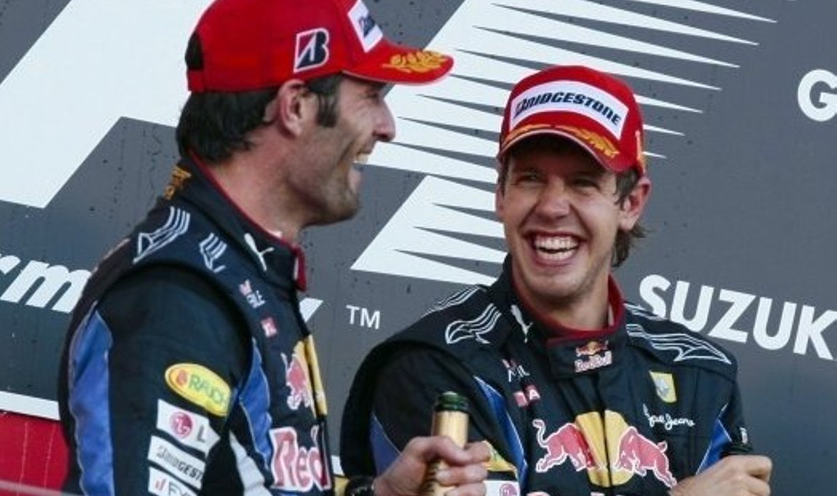 Red Bulli mehed Mark Webber (vasakul) ja Sebastian Vettel.