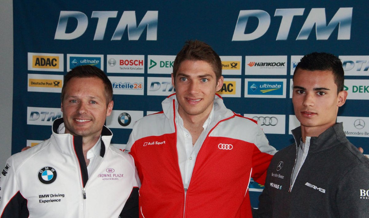DTM piloodid Andy Priaulx (vasakul), Edoardo Mortara ja Pascal Wehrlein
