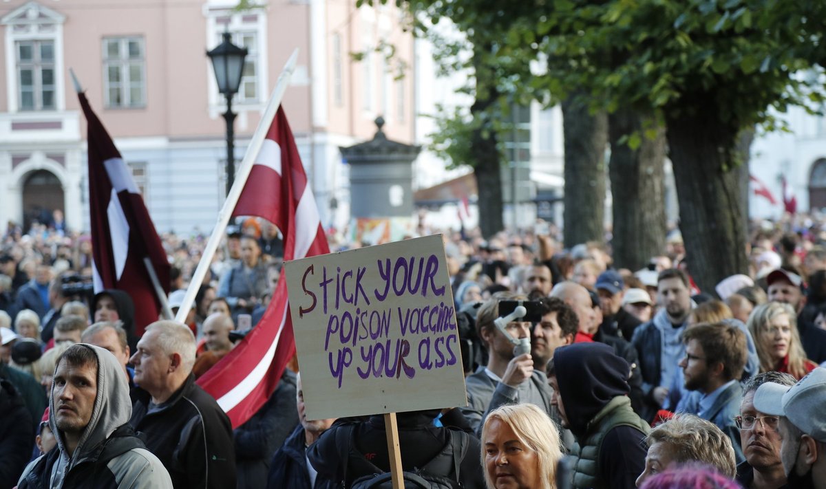 Protest against Covid-19 rules in Riga