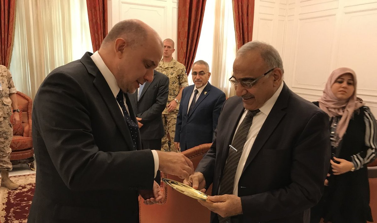 Фото: Министр обороны Юри Луйк встретился с премьер-министром Ирака Адилем Абдул-Махди аль-Мунтафиком.