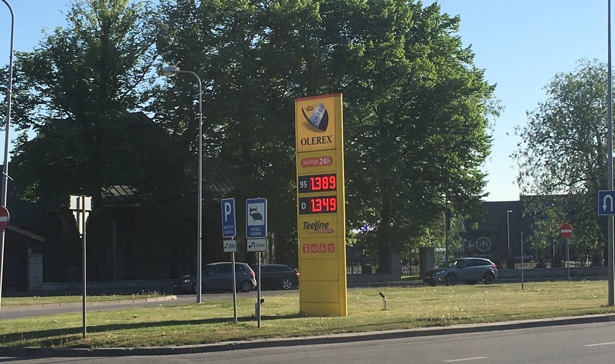 Kütuse hind Olerexi tanklas täna hommikul.