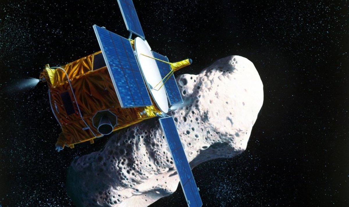 Kunstniku ettekujutus asteroidile lähenevast kosmoseaparaadist . Illustratsioon: NASA