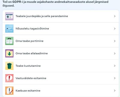 Koht, kust saab oma postituste kasutamist keelata