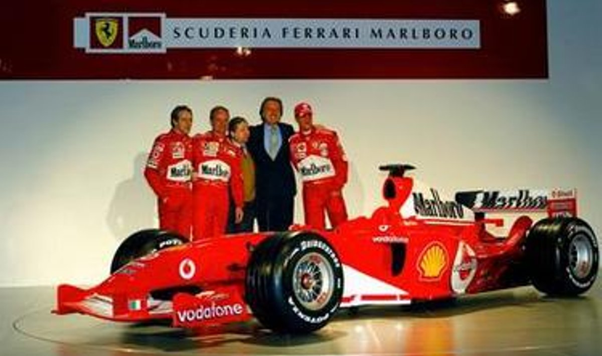 Ferrari F2004, Luca Badoer, Rubens Barrichello, Jean Todt, Luca Montezemolo ja Michael Schumacher