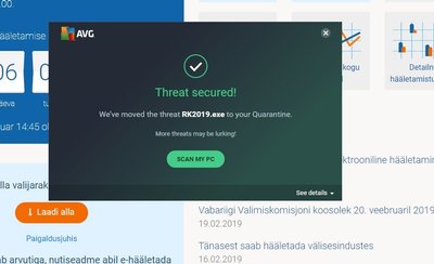 AVG viirusetõrje leidis, et Eesti valimisrakendus on viirus ning pani selle karantiini