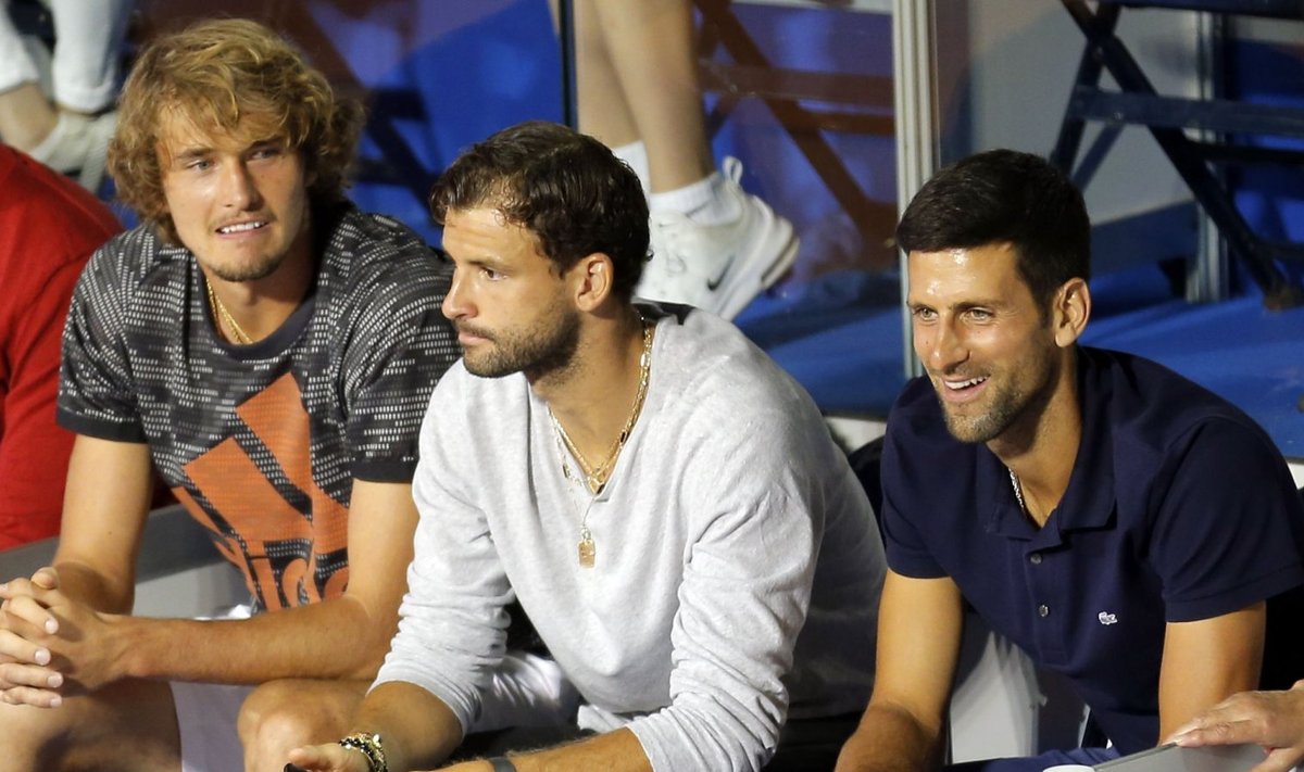 Alexander Zverev, Grigor Dimitrov ja Novak Djokovic