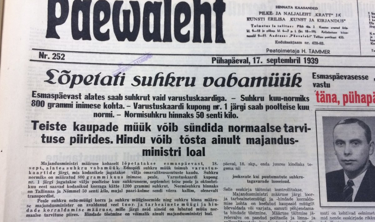 Eesti Päevalehe väljavõtted aastast 1939