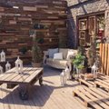 FOTOD | Pisikesse hoovi kujundatud hubane terrass, kus on nutikalt taaskasutatud vana puitmaterjali