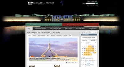 Austraalia parlamendi kodulehekülg