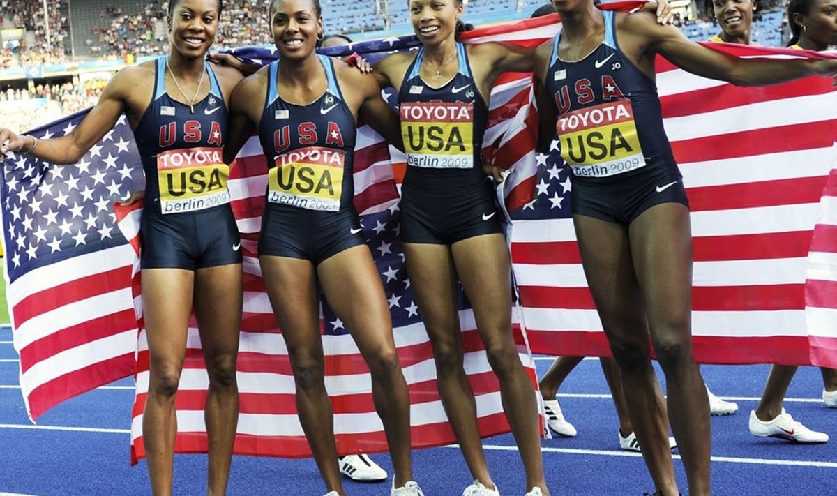 USA 4x400m naiskond Berliini MM-il (Dunn vasakult teine)