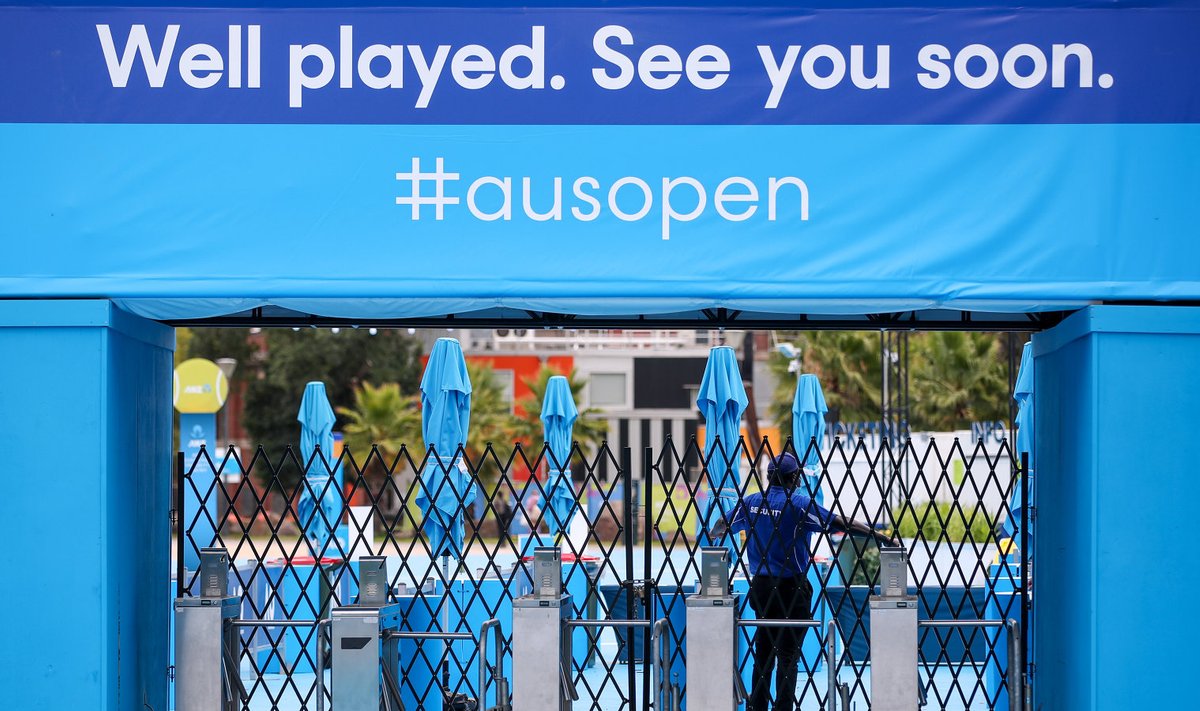 Melbourne Parki sissepääs. Homme peaksid mängud Australian Openi väljakutel jätkuma.