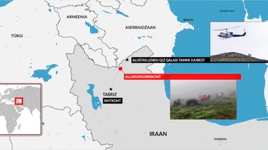 KAART | Iraani presidendi helikopter kukkus alla kõrvalisse mäestikupiirkonda teel Aserbaidžaani piirilt Tabrizi