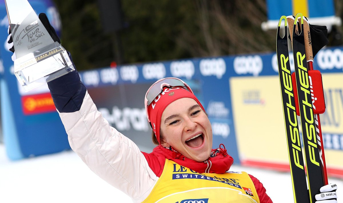 Tour de Ski üldvõitja Natalia Neprjajeva.