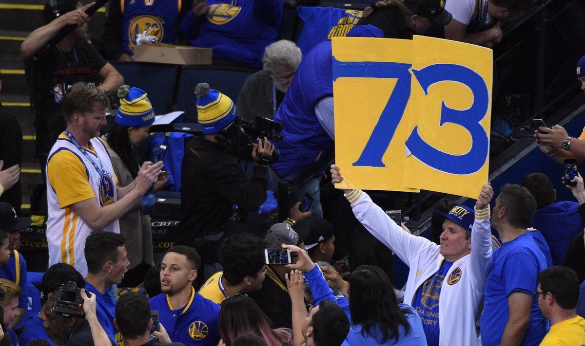 Golden State Warriors võitis põhiturniiril rekordilised 73 mängu.