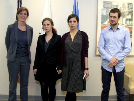 US Ambassador to the UN Power meets members of Pussy Riot in New York