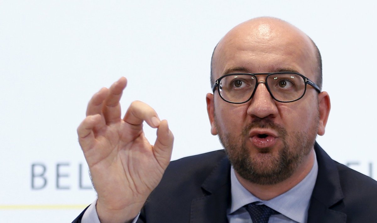 Belgium's Prime Minister Charles Michel addresses a news conference after a meeting to review the annual budget in Brussels
