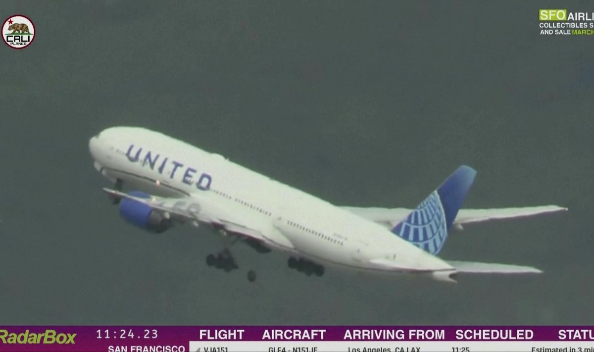 United Airlinesi lennuk kaotas õhkutõusmisel ratta.