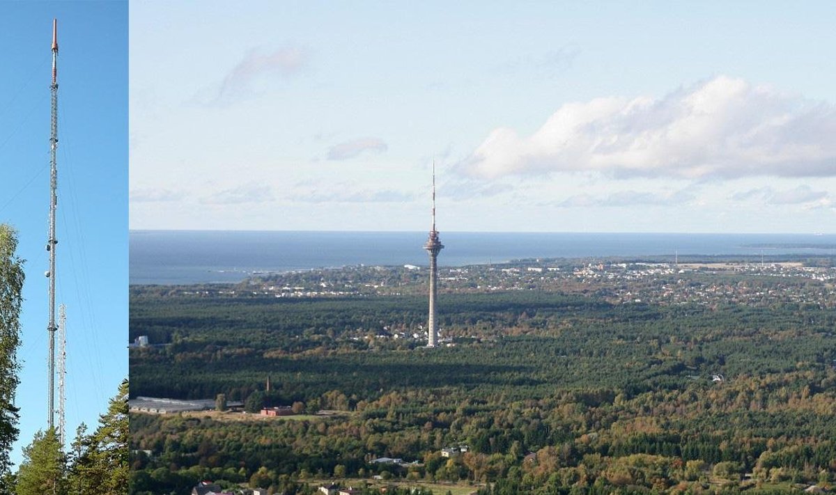Helsingi-Espoo telemast ja Tallinna teletorn.