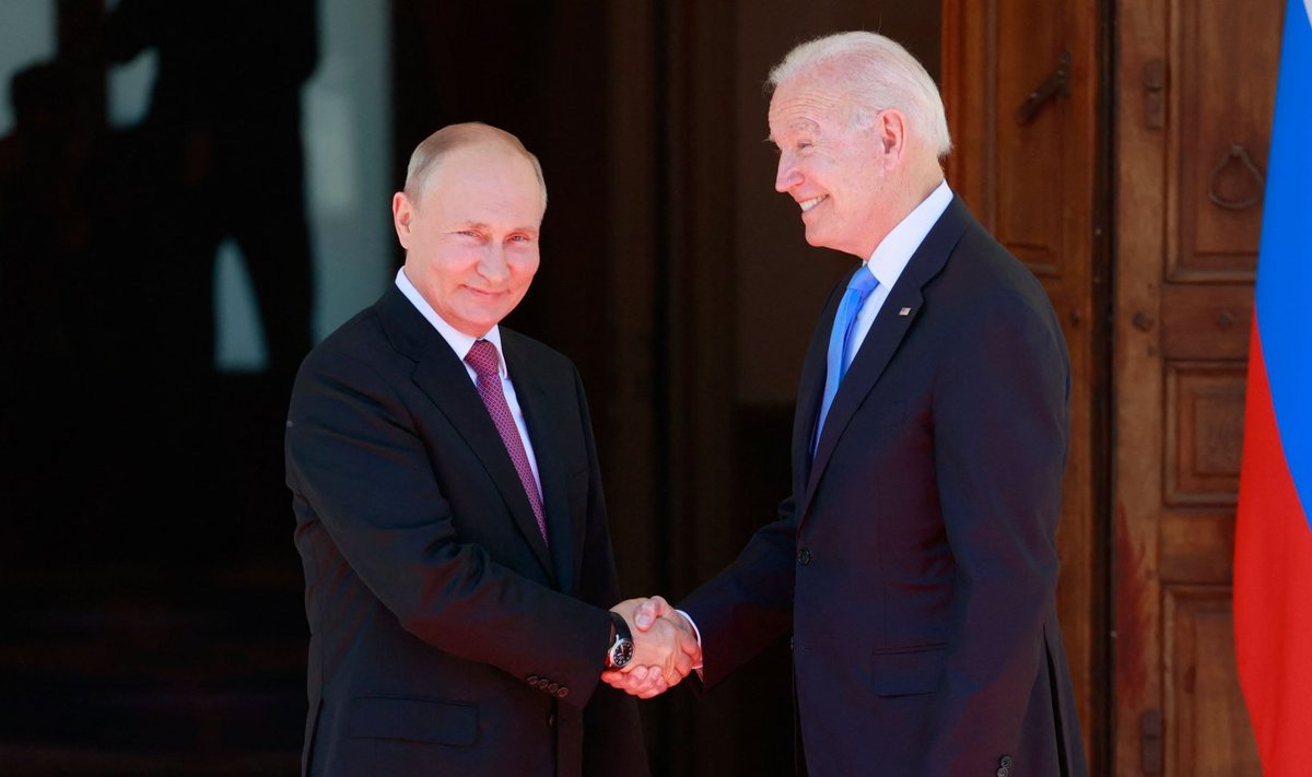 Venemaa president Vladimir Putin ja USA riigipea Joe Biden eilsel Genfi tippkohtumisel