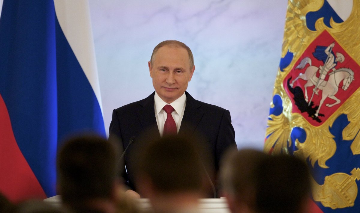 Venemaa president Vladimir Putin täna föderaalnõukogu ees esinemas.