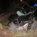 FOTOD: Laulasmaal hukkus teelt välja kihutanud BMW-s noor mees
