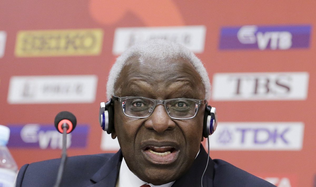 President of International Association of Athletics Federations (IAAF) Diack answers a question at a news conference in Beijing, file